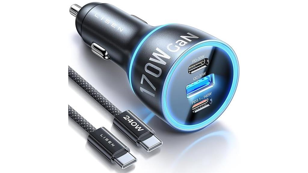 170w fast car charger