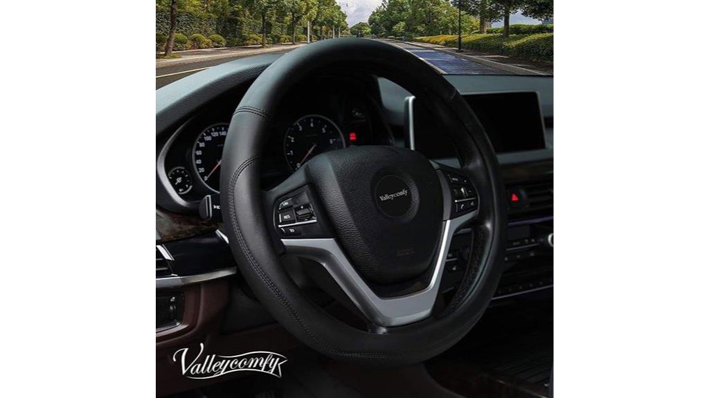 black 15 inch microfiber steering cover