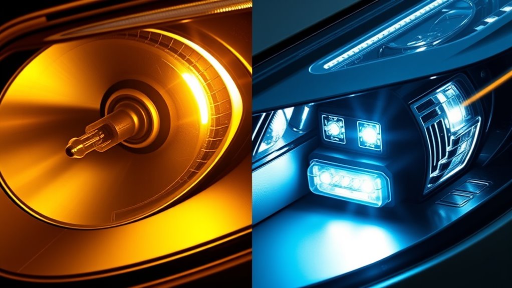 headlight comparison halogen vs led