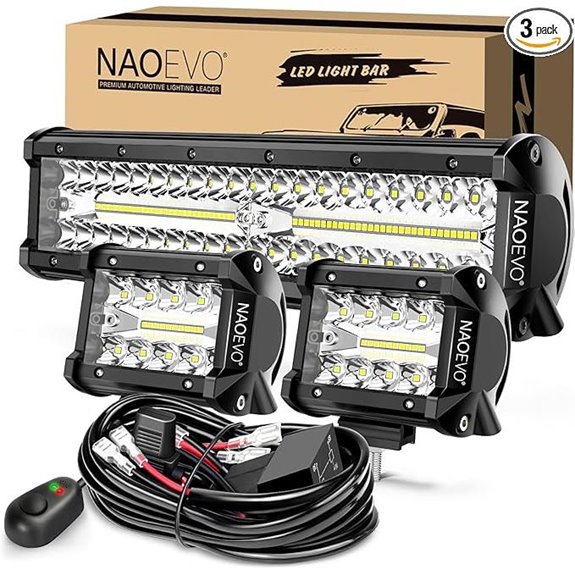 NAOEVO 12Inch LED Light Bar & Pod Lights Kit