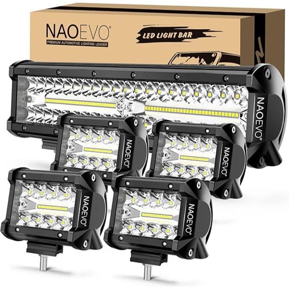 NAOEVO 12 LED Light Bar & 4 Pods for Vehicles