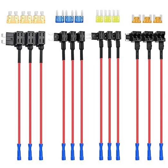 Nilight 12-Pack Car Fuse Tap Kit (12V 4 Types)