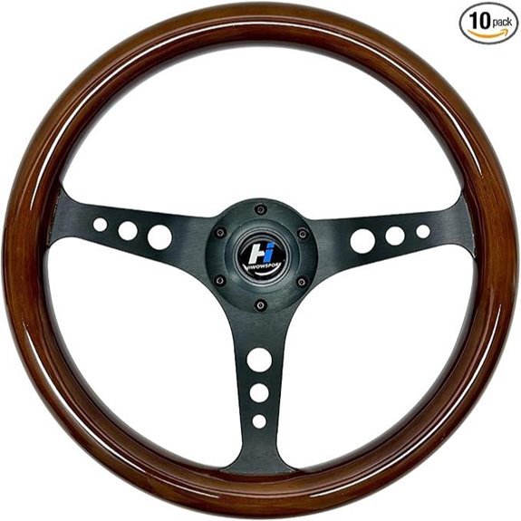 14-inch Wood Grain Racing Steering Wheel with Horn