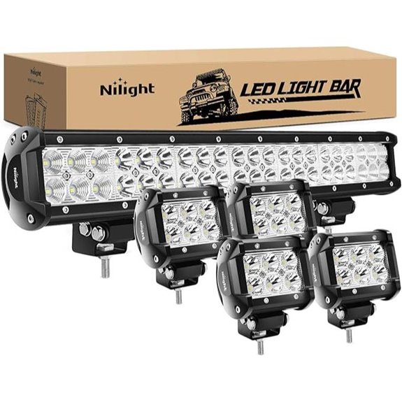 Nilight 20Inch 126W LED Light Bar and Pods (4 Pack)