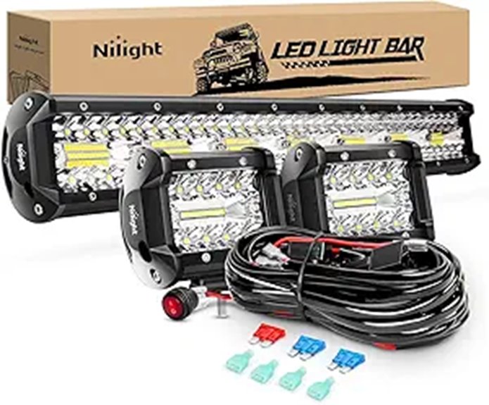 Nilight 20Inch 420W LED Light Bar & Cube Pods Kit