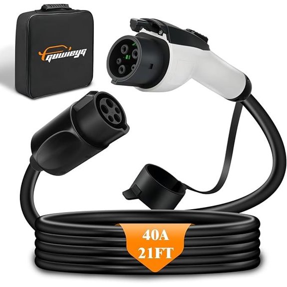 EV Charger Extension Cable 21ft 40A SAE J1772 Compatible