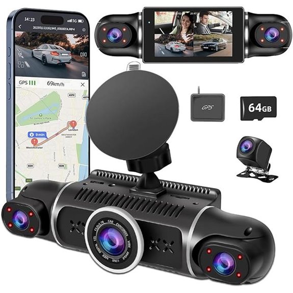 360° 4-Channel Dash Cam with Night Vision and GPS