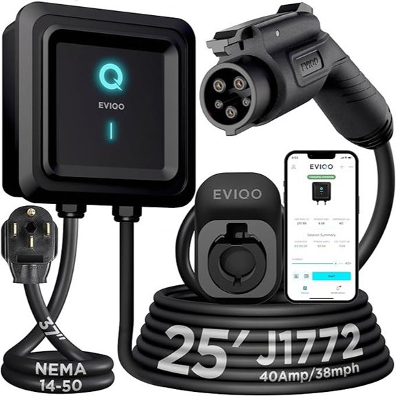 EVIQO Level 2 EV Charger 40 Amp with Wi-Fi