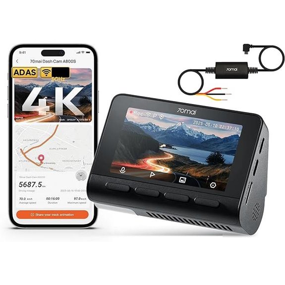 70mai A800S+UP02 4K Dash Cam with GPS and Hardwire