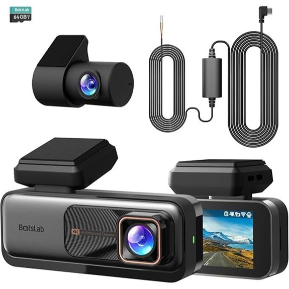 BOTSLAB 4K Dash Cam with Rear WiFi GPS 64GB