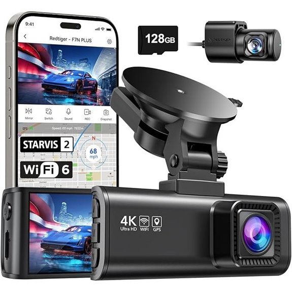 REDTIGER 4K Dual Dash Cam with WiFi and GPS