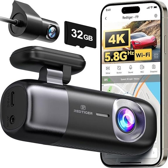REDTIGER F9 4K Dual Car Dash Cam with WiFi