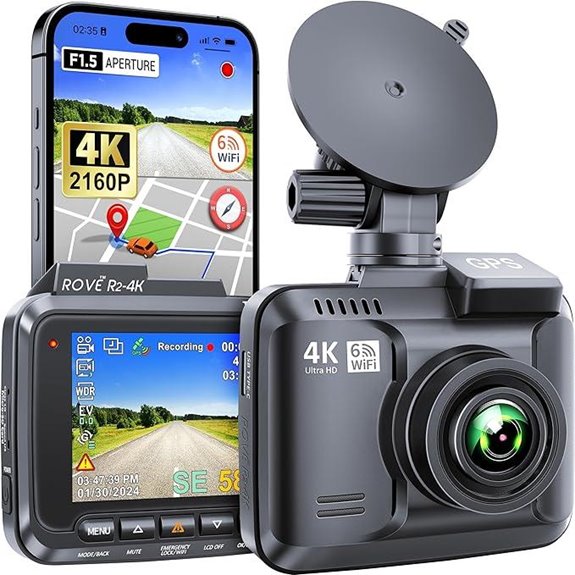 ROVE R2-4K Dash Cam with WiFi GPS Night Vision