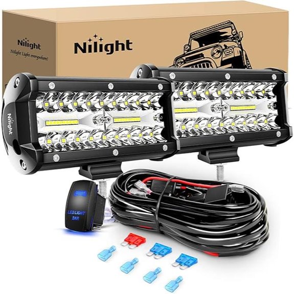 Nilight 6.5 Inch LED Work Light Bar Combo
