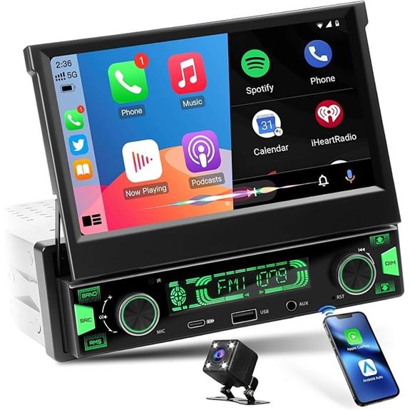 7-Inch Touchscreen Car Stereo with Bluetooth and Backup Camera
