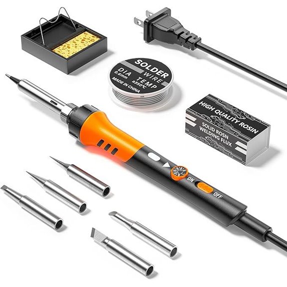 60W Adjustable Soldering Iron Kit with Tips and Stand