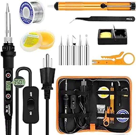 80W Adjustable Soldering Iron Kit with Tips and Accessories