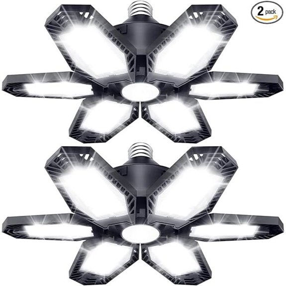 TANBABY 2 Pack LED Garage Lights with Adjustable Panels