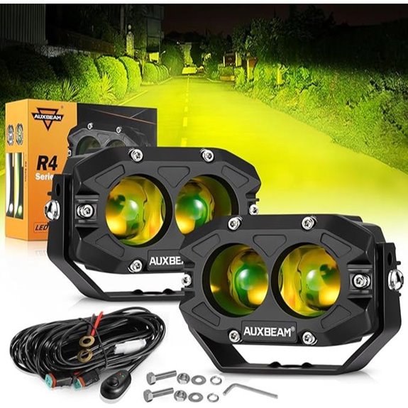 Auxbeam 4In Amber Fog Lights with Wiring Kit