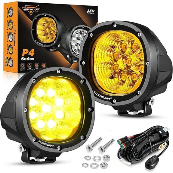 Auxbeam 4-Inch Amber LED Driving Light (2-Pack)