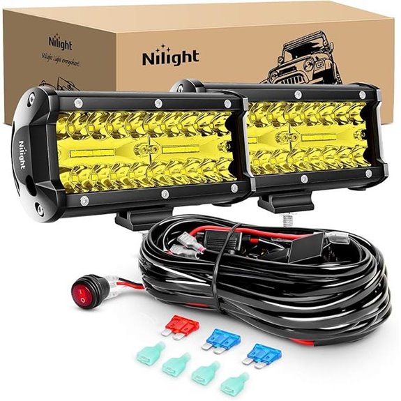 Nilight 6.5 Inch Amber LED Light Bar 2-Pack