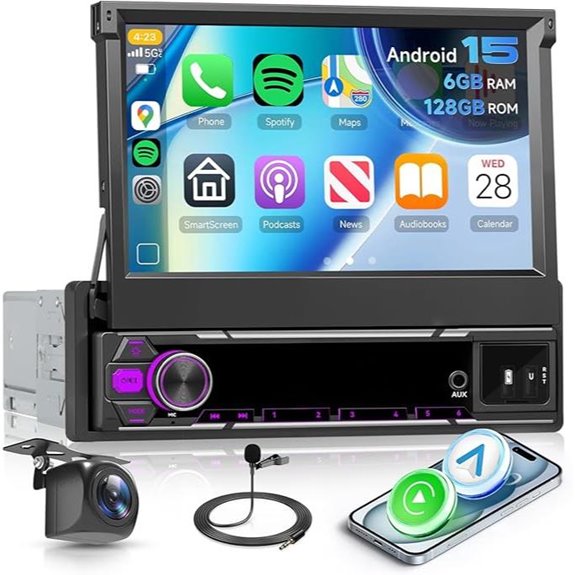 Android 15 Car Stereo with Touch Screen & Wireless Carplay