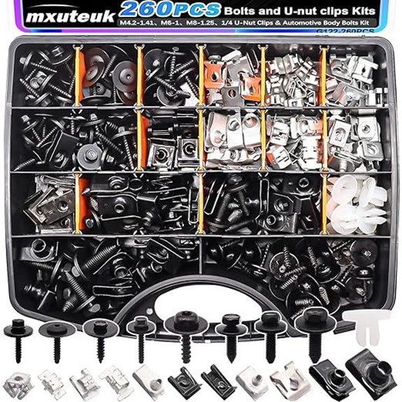 Mxuteuk 260PCS Auto Fender Clips & Bolts Kit