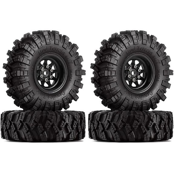 INJORA 1.0 Beadlock Wheel Mud Tires Set