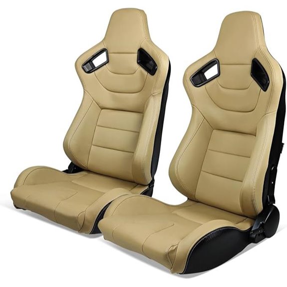 IKON MOTORSPORTS Racing Seats with Dual Sliders Beige