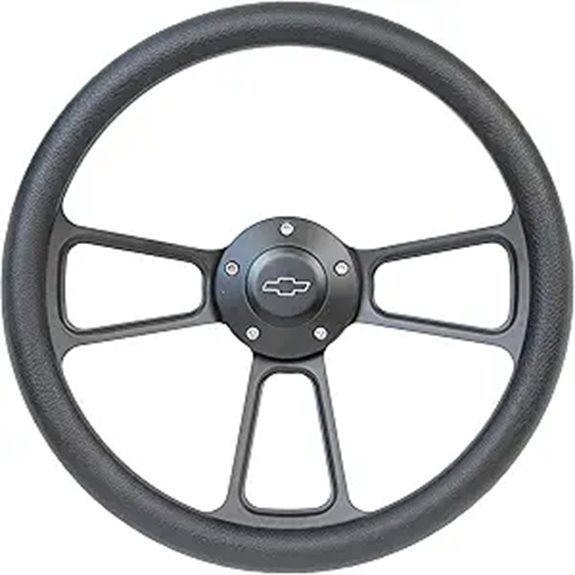 Black 14-Inch Aluminum Steering Wheel with Chevy Horn