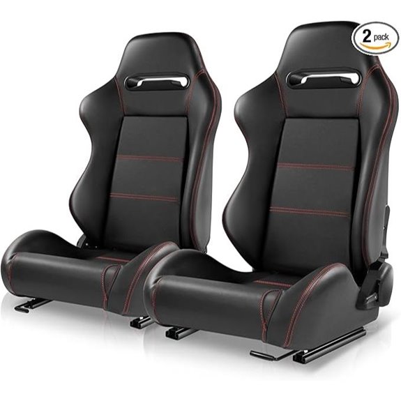 Auto Dynasty Racing Seats with Side Mounts Black/Red