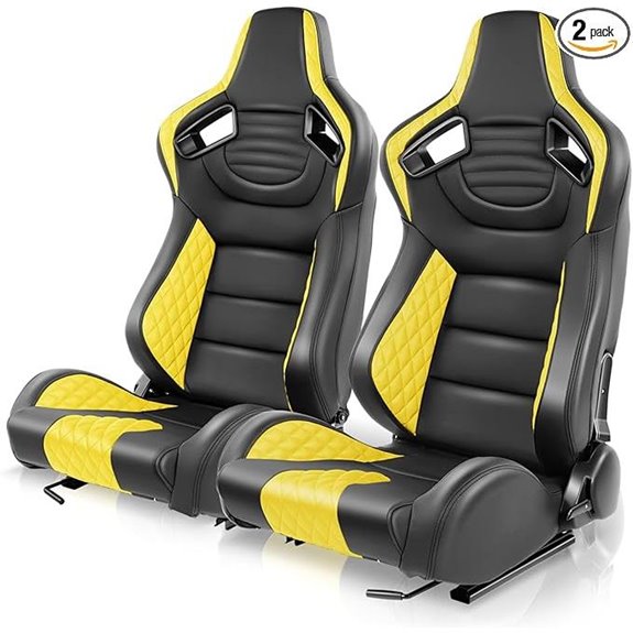 Auto Dynasty Racing Seats Vinyl Leather Black/Yellow