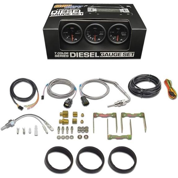 GlowShift Black 7 Color Diesel Truck Gauge Kit