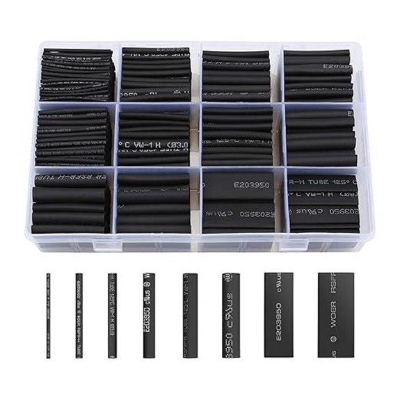650pcs Black Heat Shrink Tubing Kit with Insulation