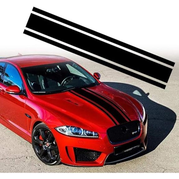 Car Hood Racing Stripe Vinyl Decal (Black)
