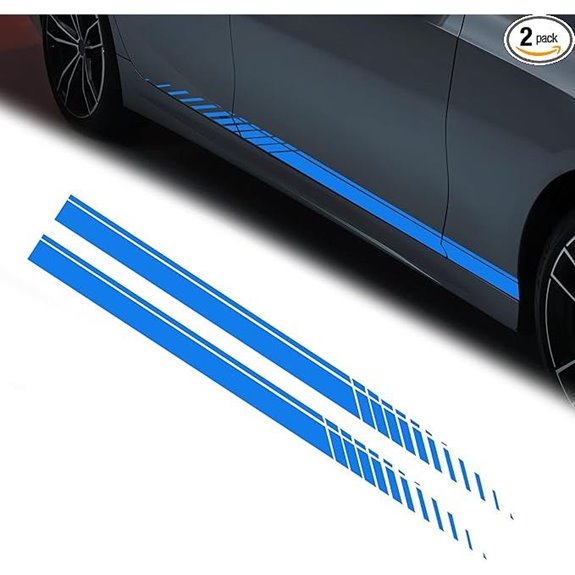 2PCS Car Racing Stripe Vinyl Decals (Blue)
