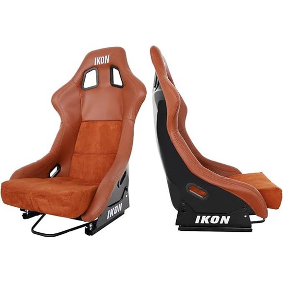 Racing Bucket Seats 1 Pair Brown Fixed Back Suede