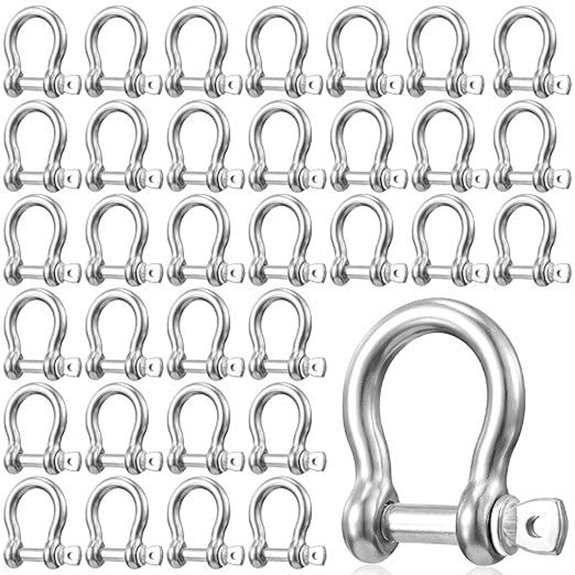 50-Pack Stainless Steel D Ring Shackles