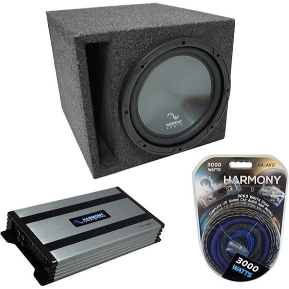 Harmony Audio Car Stereo Sub Box & Amplifier Bundle