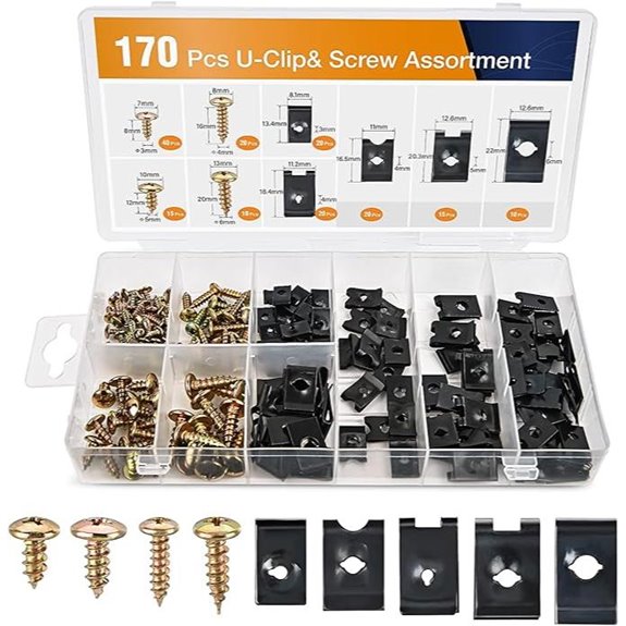 GOOACC 170Pcs Car U-Clip & Screw Assortment Kit