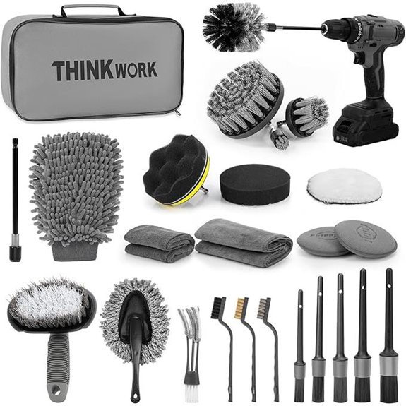 THINKWORK Car Detailing Brush Set with Extension Pole
