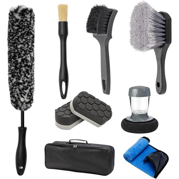 9Pcs Car Wheel Brush Kit with Detailing Accessories