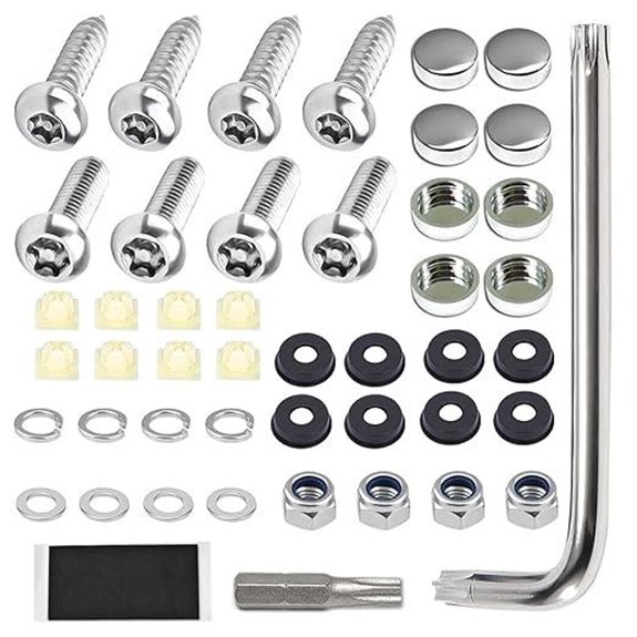 Anti-Theft License Plate Screw Kit with Chrome Caps