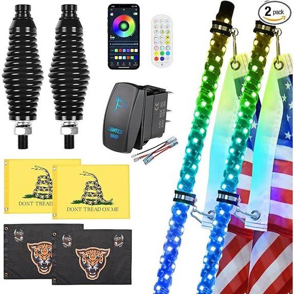 Ehaho RGB LED Whip Lights (2 Pack 3FT) with Remote