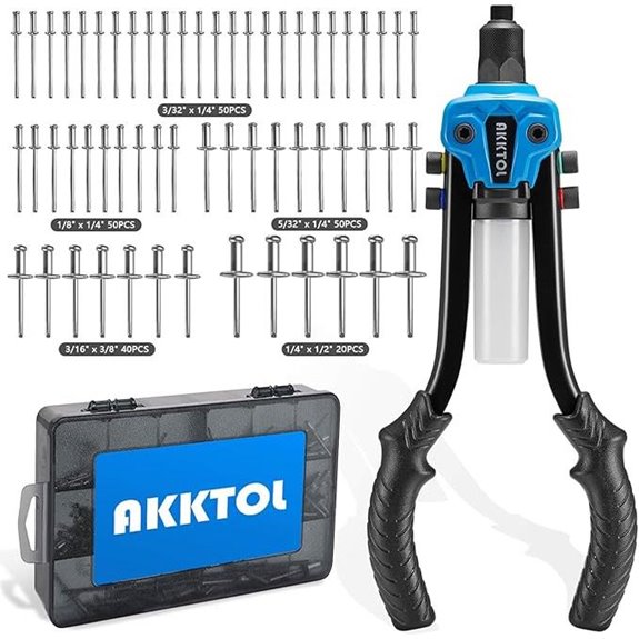 AKKTOL Rivet Gun Kit with 210 Rivets and Accessories