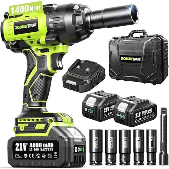 Cordless Impact Wrench 1400N.m with Batteries