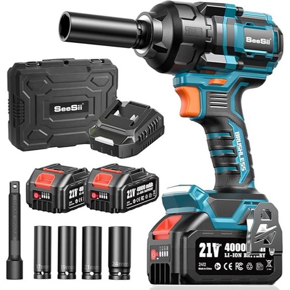Seesii 886 FT-LBS Cordless Impact Wrench with Batteries