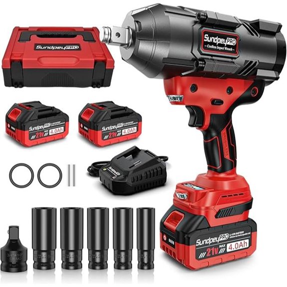 Cordless Impact Wrench Kit with Batteries and Sockets