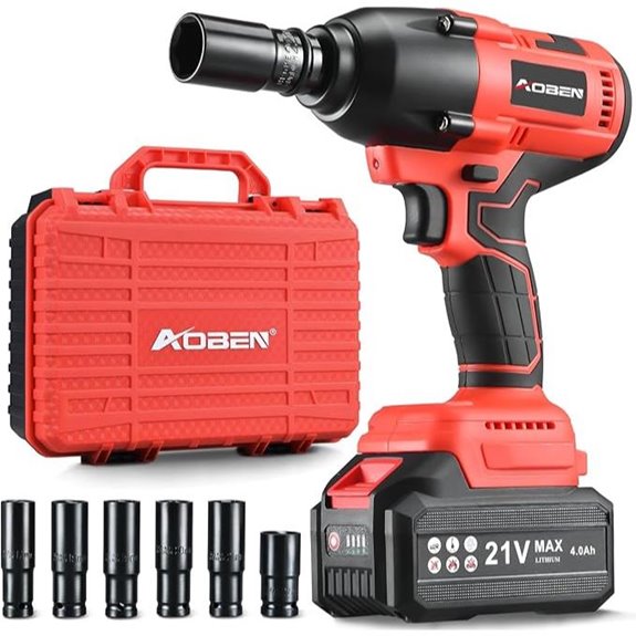 AOBEN Cordless Impact Wrench Kit with 6 Sockets