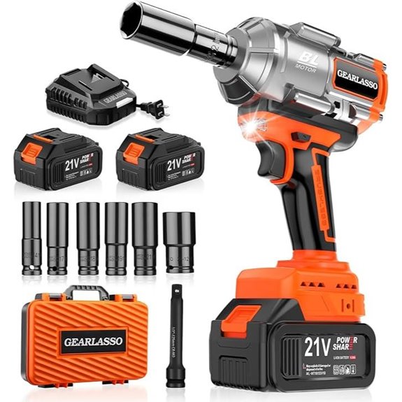 High Torque Cordless Impact Wrench with Batteries & Sockets